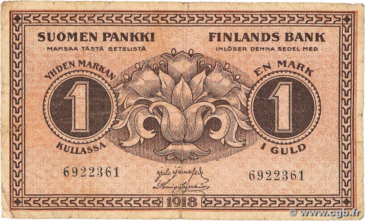 1 Markka FINLANDE  1918 P.035 B+