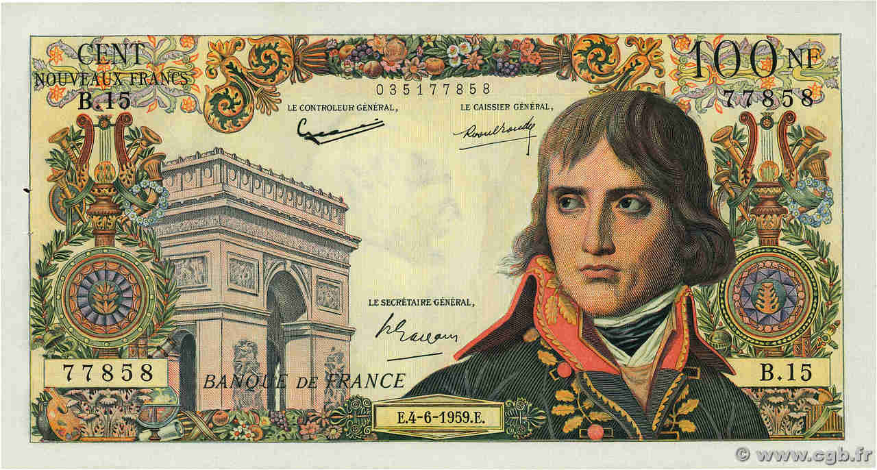 100 Nouveaux Francs BONAPARTE FRANCE  1959 F.59.02 AU-