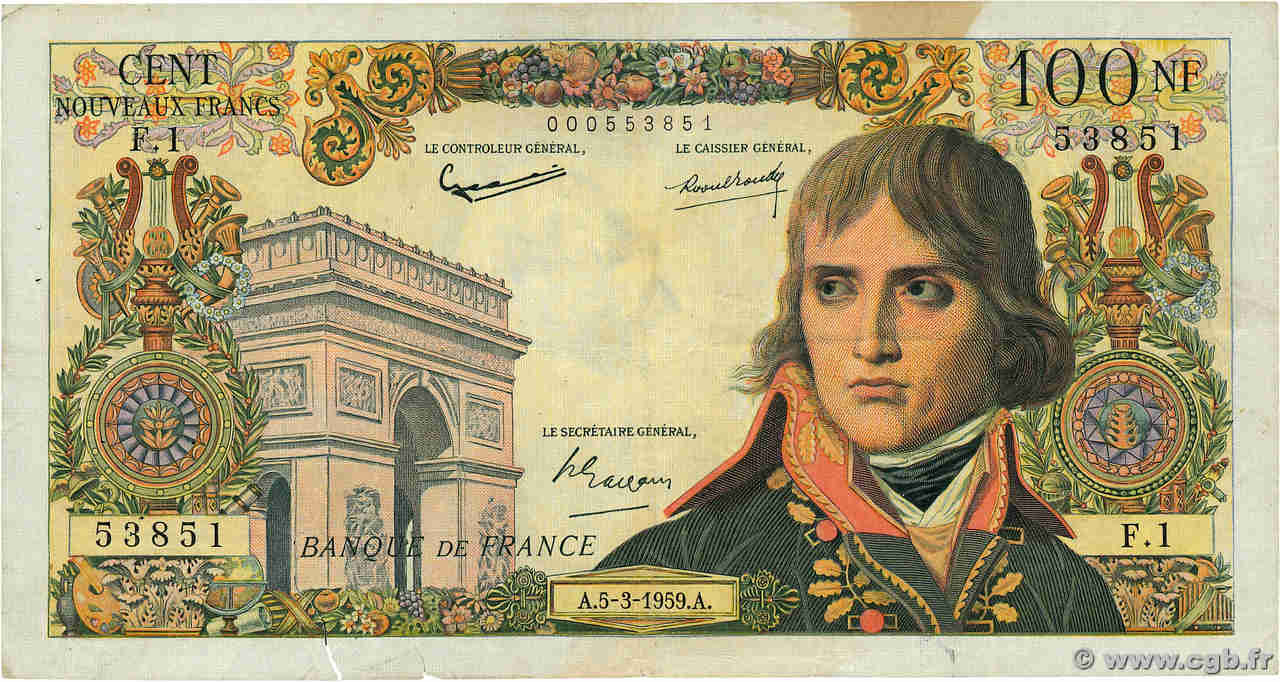 100 Nouveaux Francs BONAPARTE FRANCIA  1959 F.59.01 BC