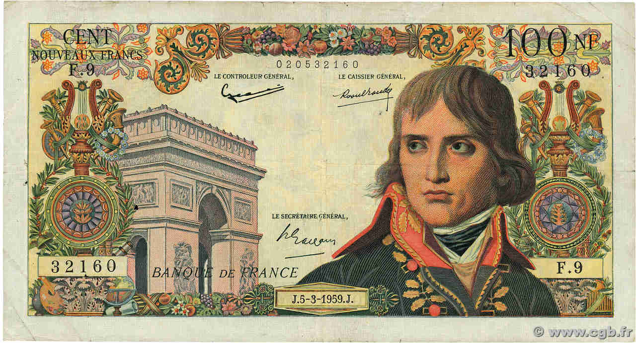 100 Nouveaux Francs BONAPARTE FRANCIA  1959 F.59.01 BC