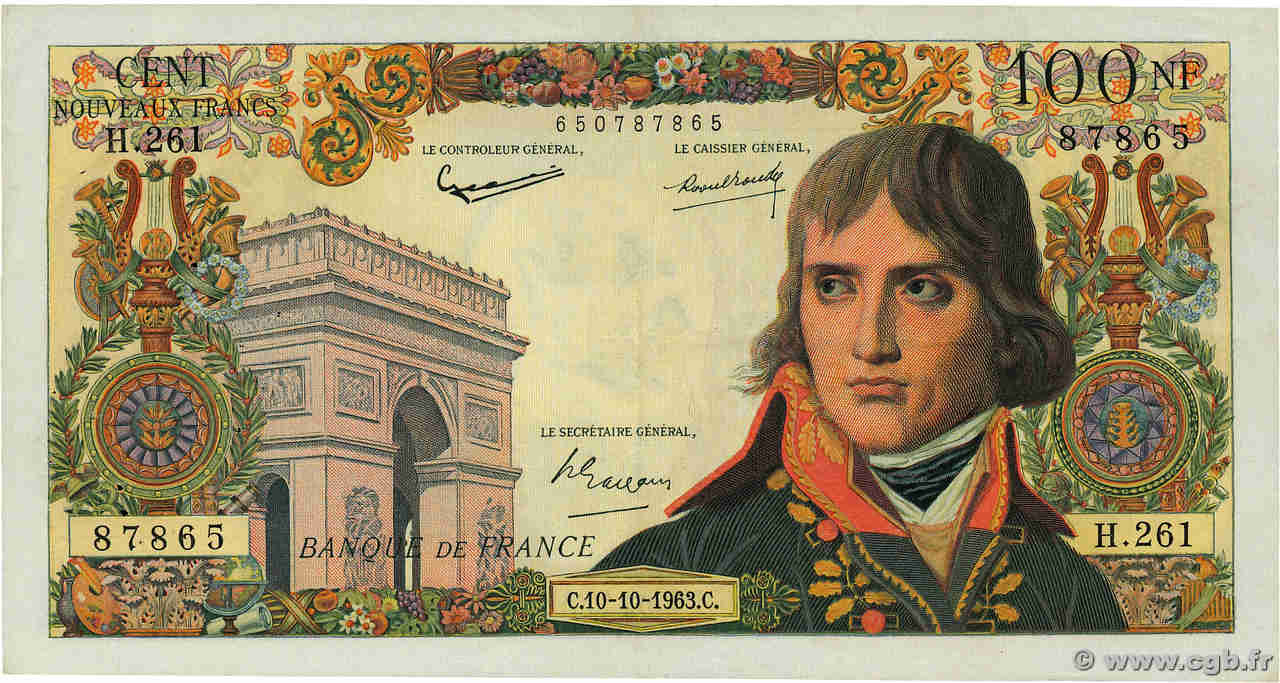 100 Nouveaux Francs BONAPARTE FRANCIA  1963 F.59.23 MBC