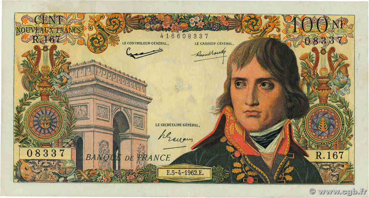 100 Nouveaux Francs BONAPARTE FRANCE  1962 F.59.15 VF+