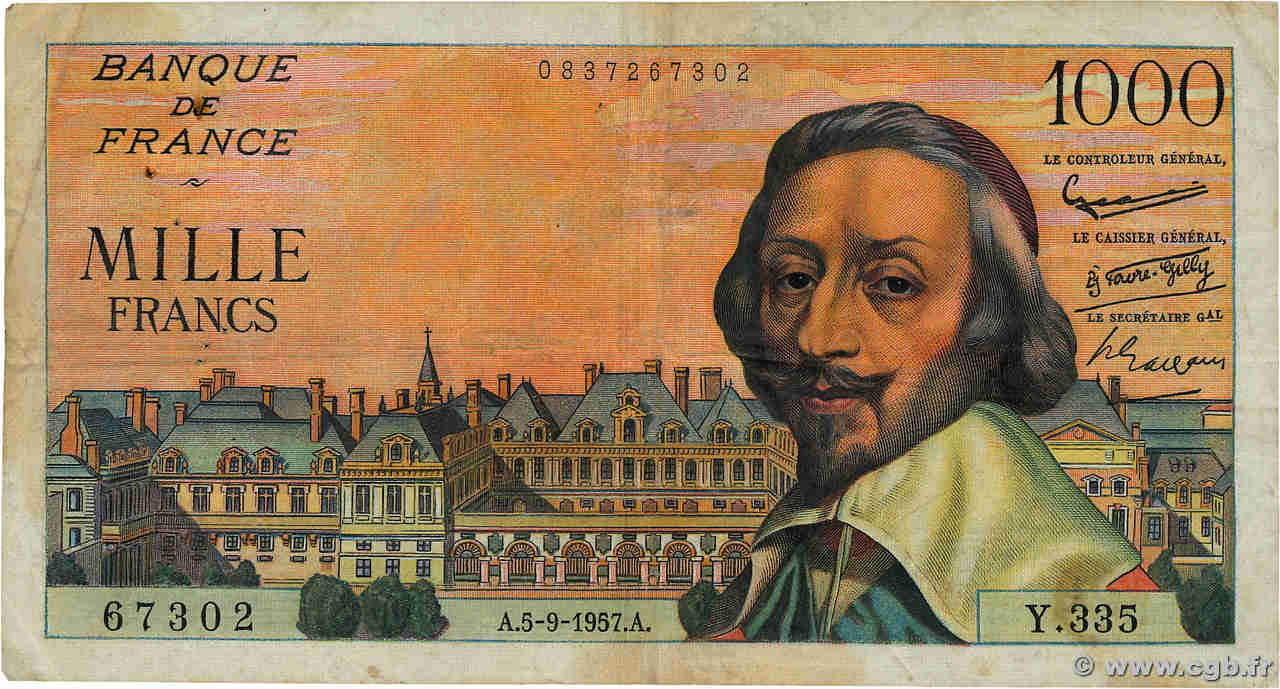 1000 Francs RICHELIEU FRANKREICH  1957 F.42.26 S