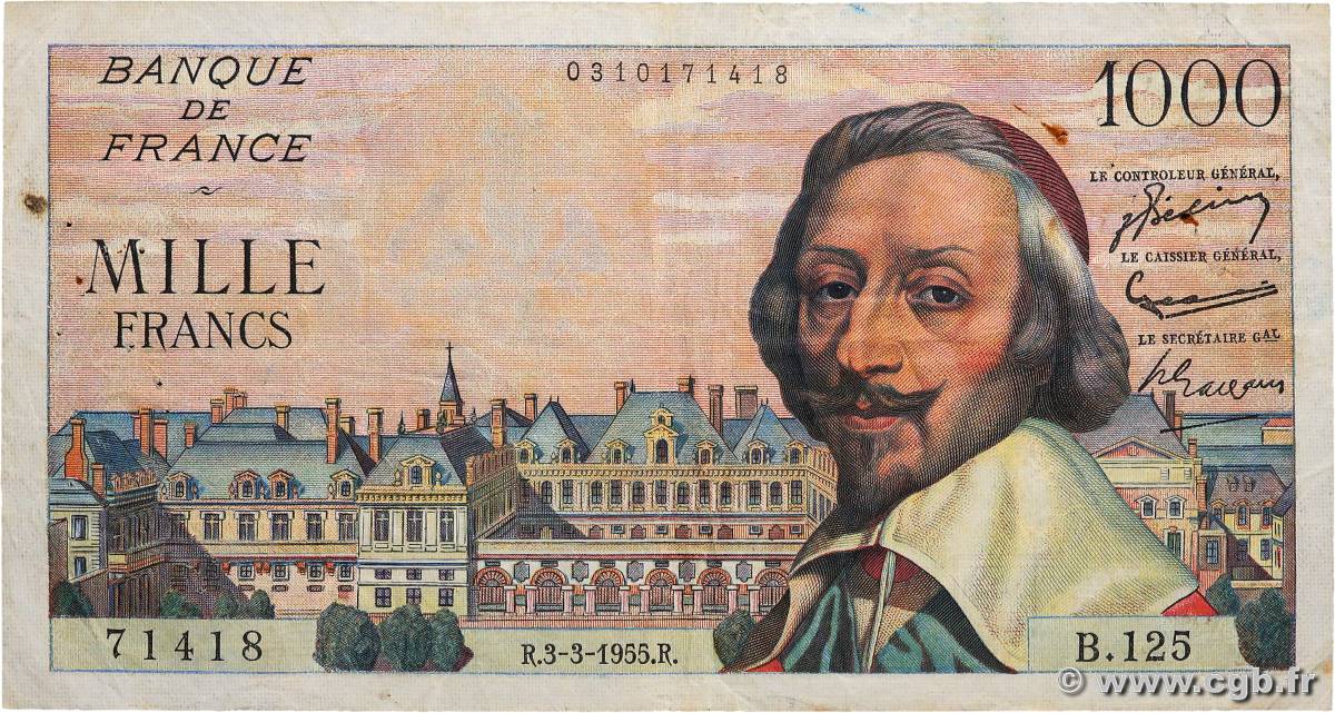 1000 Francs RICHELIEU FRANCIA  1955 F.42.11 MB