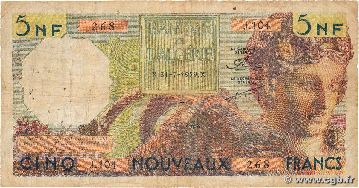 5 Nouveaux Francs ALGERIA  1959 P.118a G