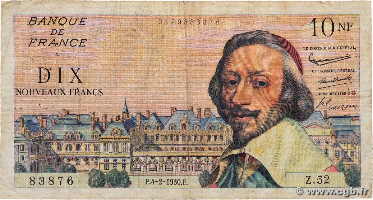 10 Nouveaux Francs RICHELIEU FRANCIA  1960 F.57.05 RC