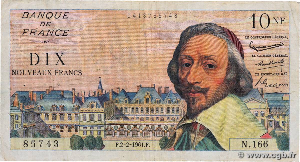 10 Nouveaux Francs RICHELIEU FRANCIA  1961 F.57.14 MB