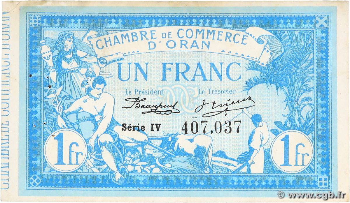 1 Franc FRANCE regionalism and miscellaneous Oran 1915 JP.141.20 XF