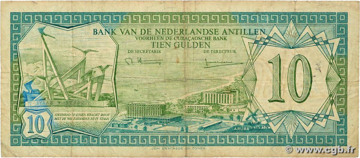 10 Gulden NETHERLANDS ANTILLES  1979 P.16a F