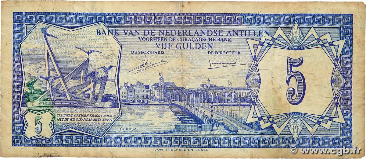 5 Gulden NETHERLANDS ANTILLES  1980 P.15a F