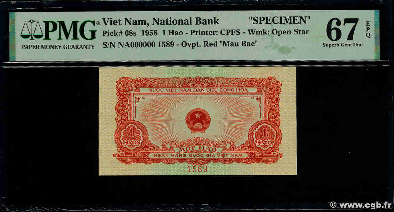 1 Hao Spécimen VIETNAM  1958 P.068s FDC