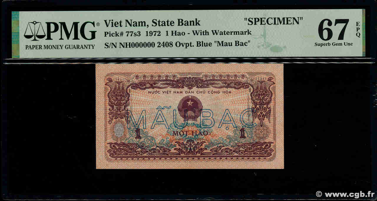 1 Hao Spécimen VIETNAM  1972 P.077s3 UNC