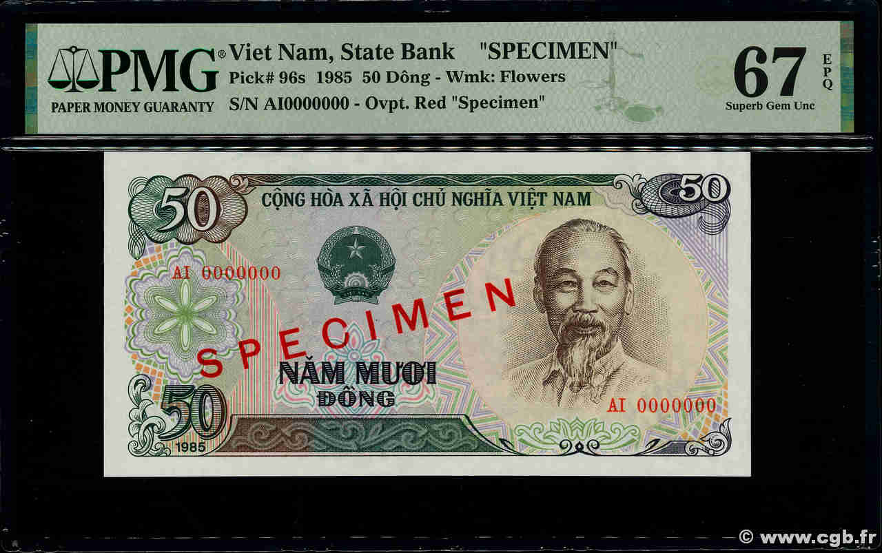 50 Dong Spécimen VIETNAM  1985 P.096s FDC