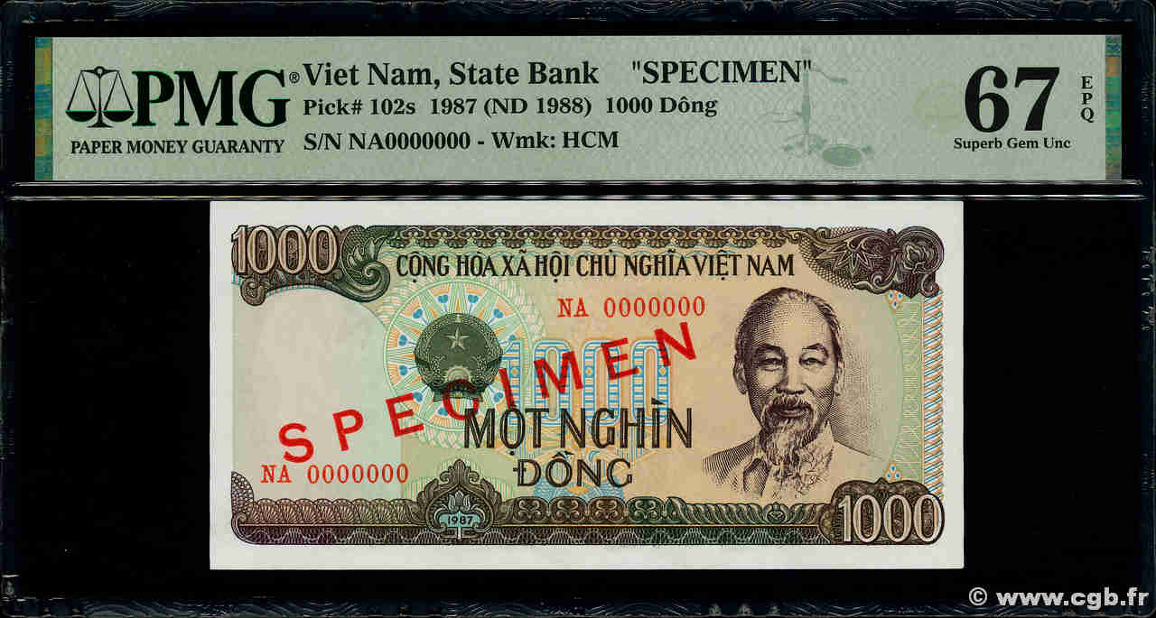 1000 Dong Spécimen VIET NAM  1987 P.102s UNC