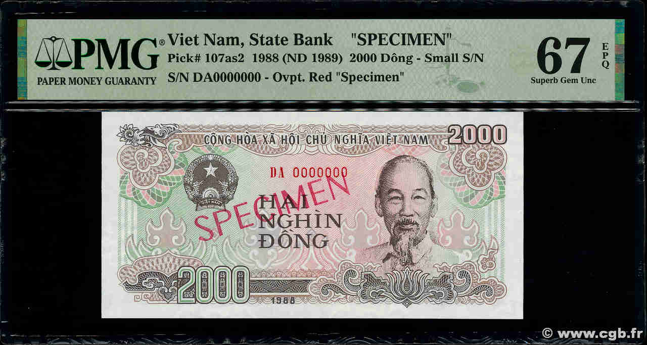 2000 Dong Spécimen VIET NAM   1988 P.107as2 NEUF