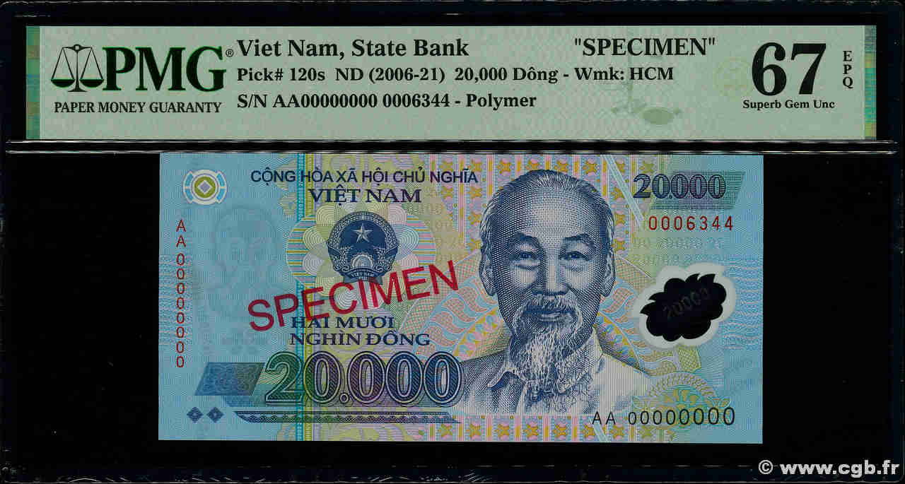 20000 Dong Spécimen VIETNAM  2006 P.120s ST