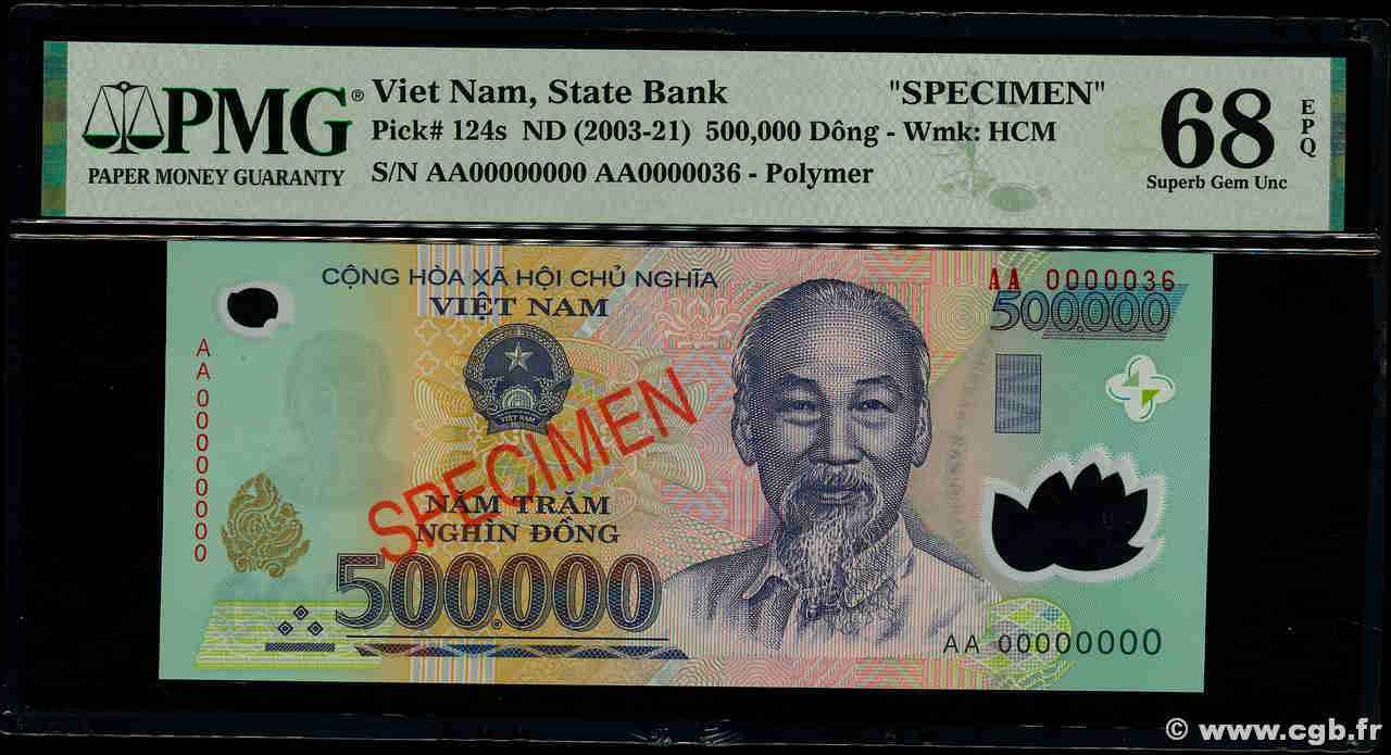 500000 Dong Spécimen VIET NAM   2003 P.124s NEUF