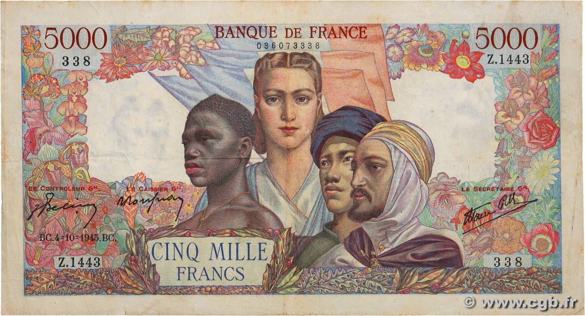 5000 Francs EMPIRE FRANÇAIS FRANCE  1945 F.47.46 TB+