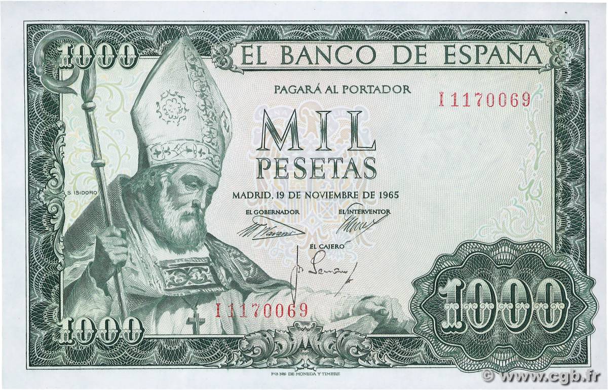 1000 Pesetas ESPAGNE  1965 P.151 SPL+