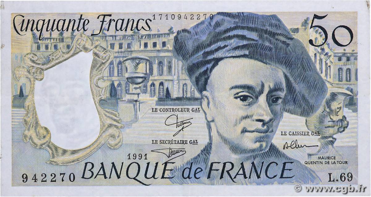 50 Francs QUENTIN DE LA TOUR FRANCE  1991 F.67.17 TTB