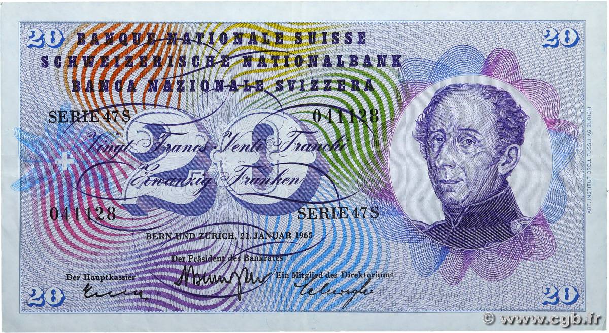 20 Francs SUISSE  1965 P.46m TTB+