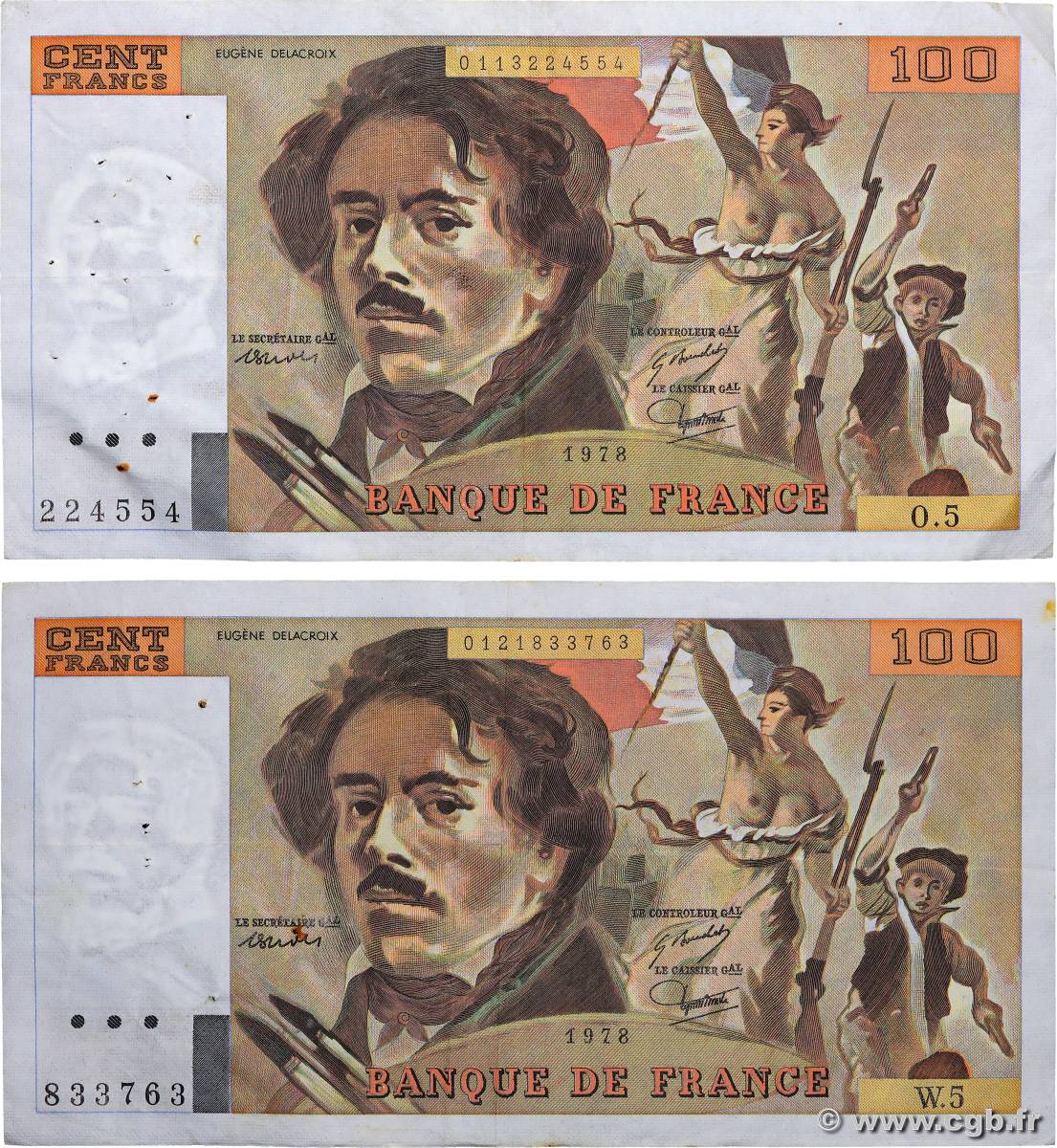 100 Francs DELACROIX modifié Lot FRANCE  1978 F.69.01d pr.TTB