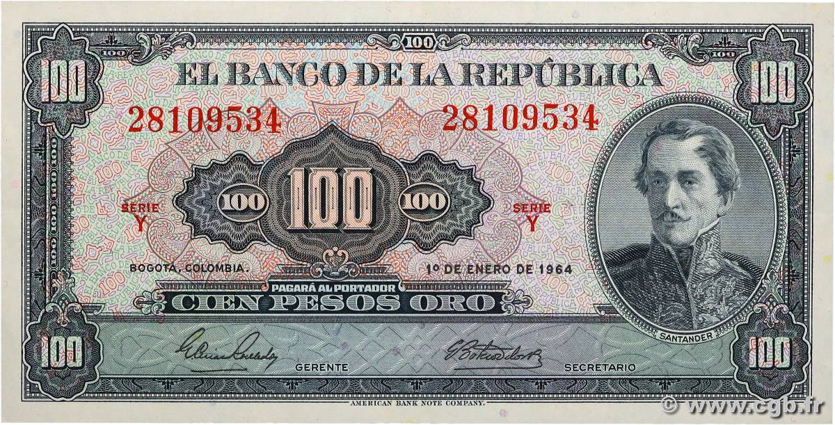 100 Pesos Oro COLOMBIE  1964 P.403b SUP+