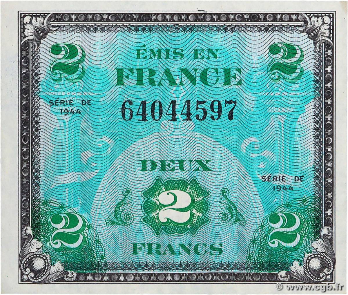 2 Francs DRAPEAU FRANCE  1944 VF.16.01 NEUF