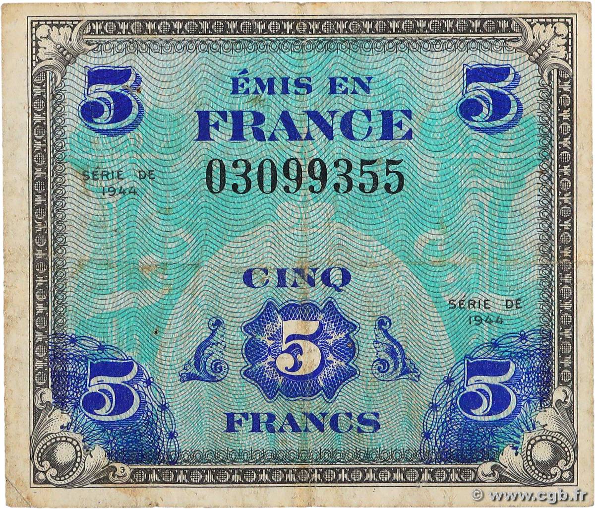 5 Francs DRAPEAU FRANCIA  1944 VF.17.01 BC