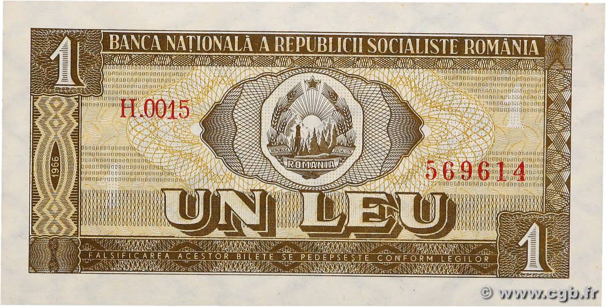 1 Leu ROMANIA  1966 P.091a AU-