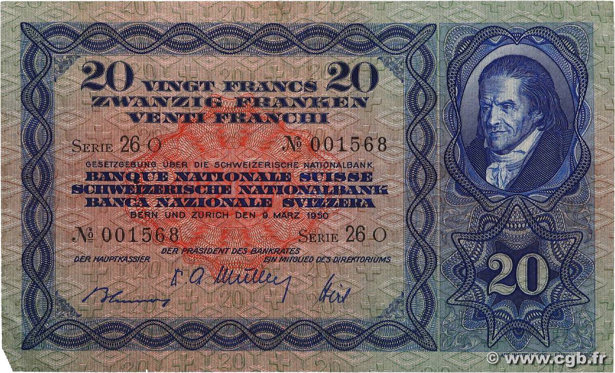 20 Francs SUISSE  1950 P.39r TTB