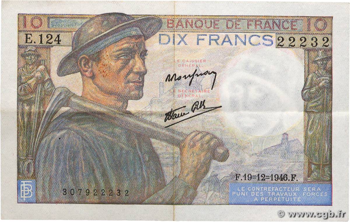 10 Francs MINEUR FRANCIA  1946 F.08.16 SPL+