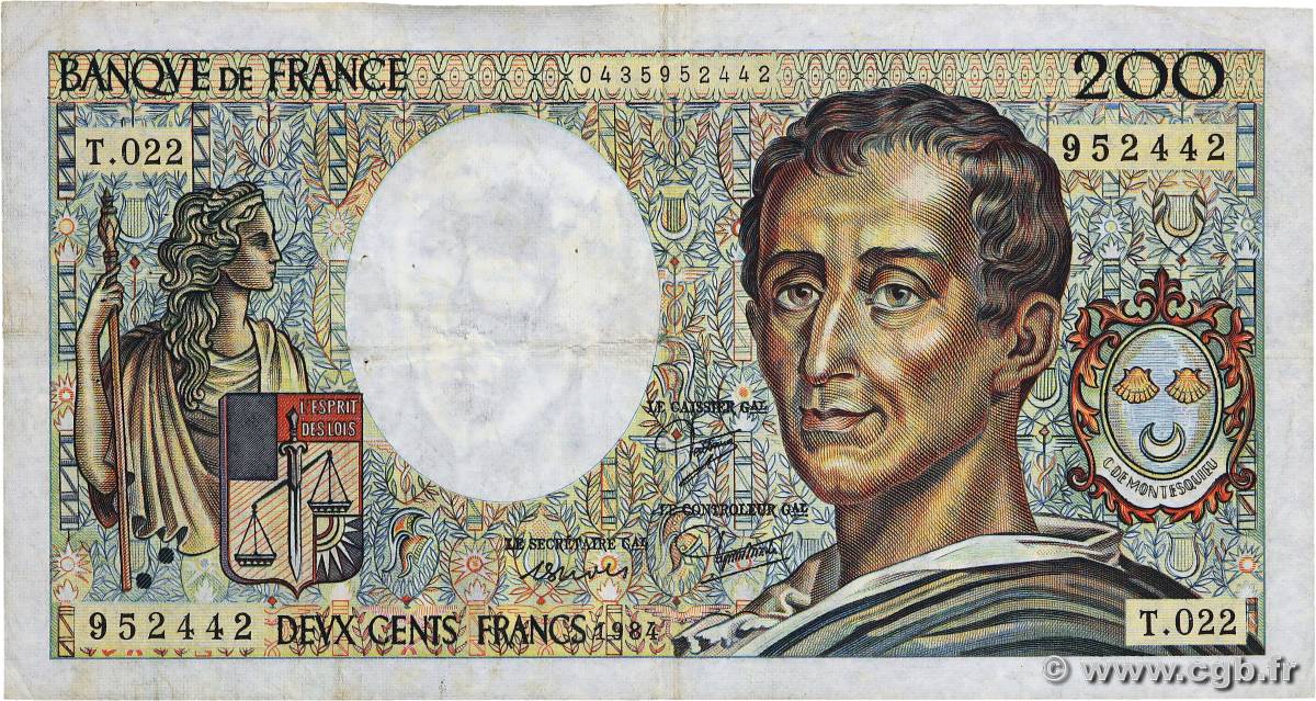 200 Francs MONTESQUIEU FRANCE  1984 F.70.04 F