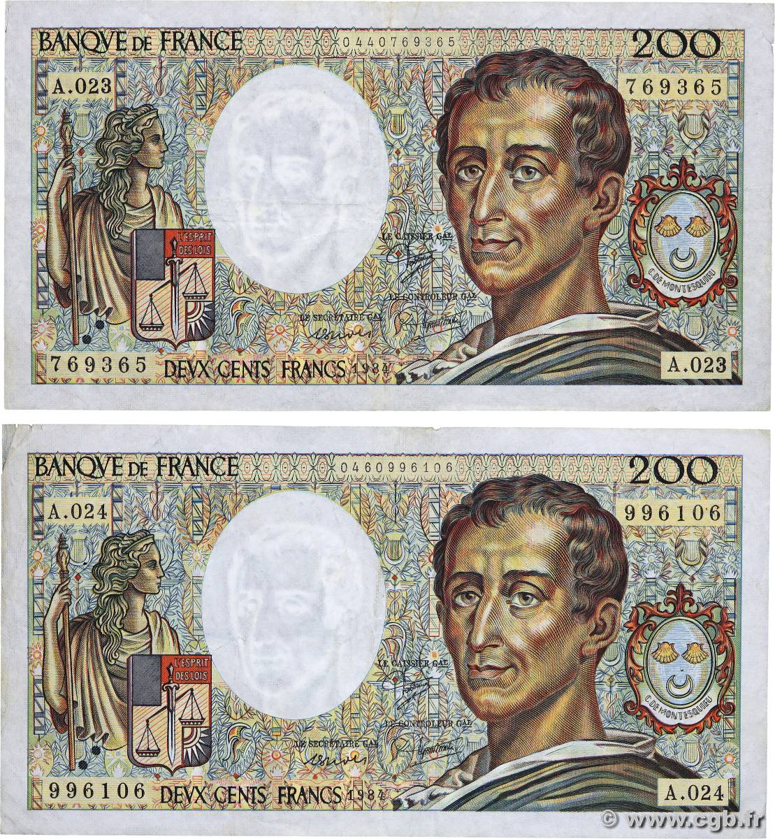 200 Francs MONTESQUIEU Lot FRANCIA  1984 F.70.04 MB