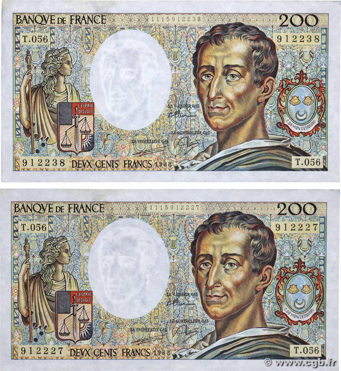 200 Francs MONTESQUIEU Lot FRANCIA  1988 F.70.08 BB