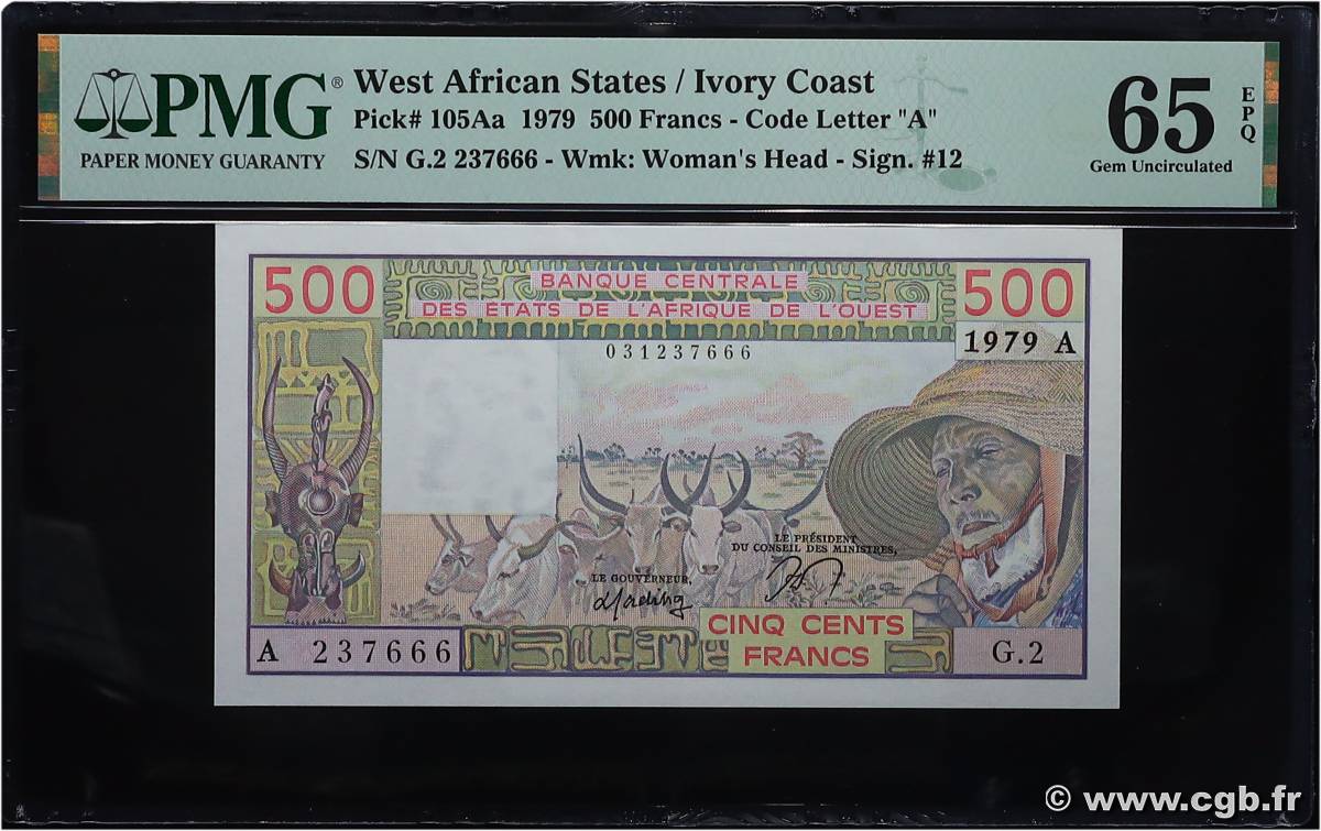 500 Francs ESTADOS DEL OESTE AFRICANO  1979 P.105A FDC