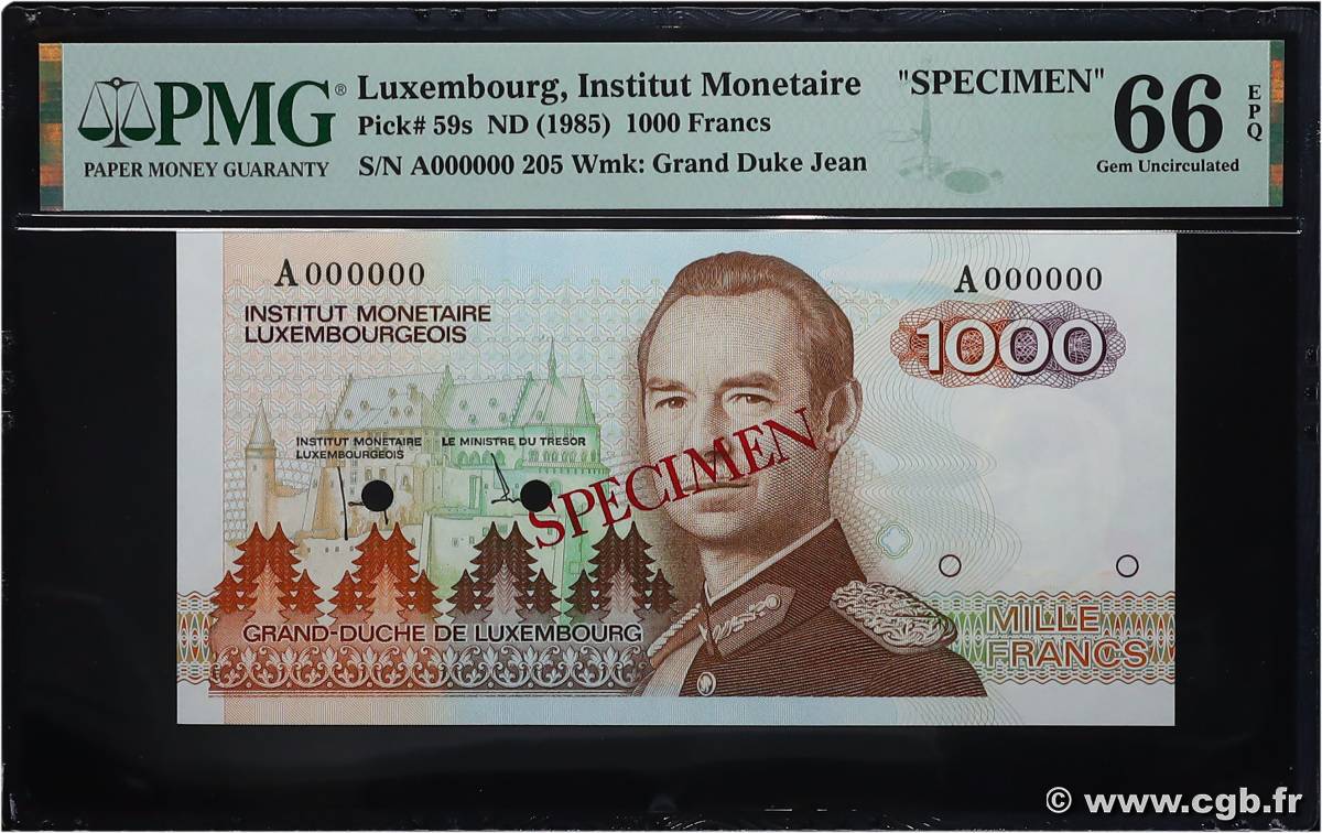 1000 Francs Spécimen LUXEMBOURG  1985 P.59s UNC