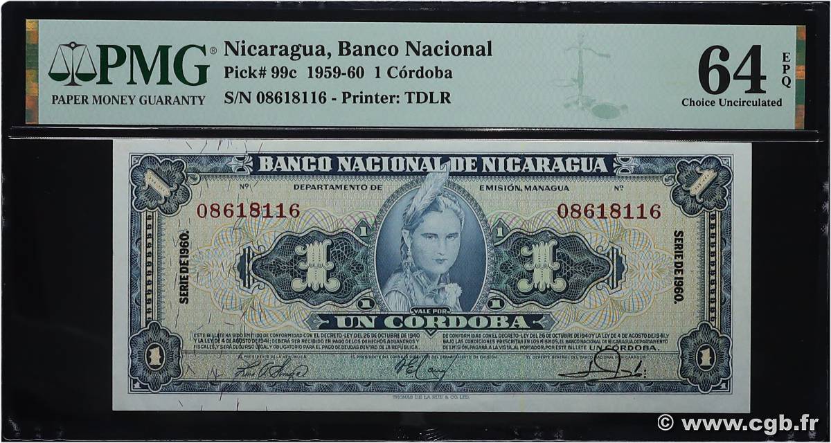 1 Cordoba NICARAGUA  1959 P.099c pr.NEUF