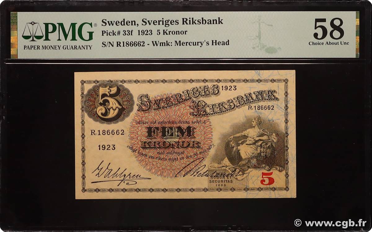 5 Kronor SUÈDE  1923 P.33f SC