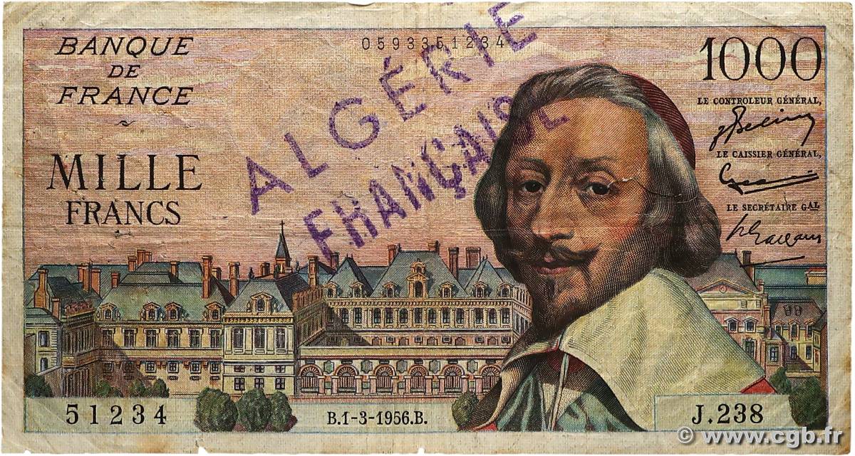 1000 Francs RICHELIEU FRANCE  1956 F.42.19 TB