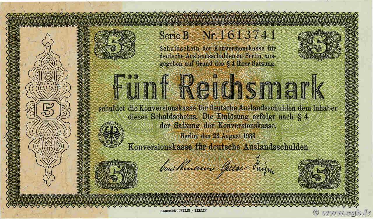 5 Reichsmark ALEMANIA  1933 P.199 FDC