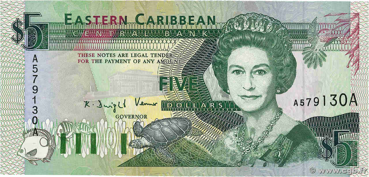 5 Dollars EAST CARIBBEAN STATES  1993 P.26a UNC