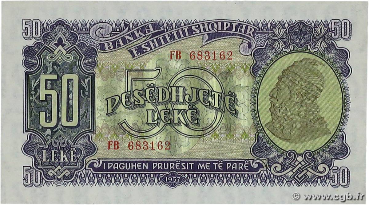 50 Leke ALBANIA  1957 P.29a UNC-