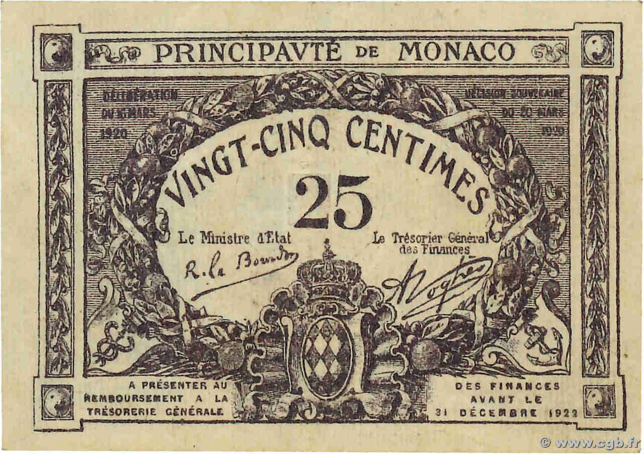 25 Centimes MONACO  1920 P.02b SUP