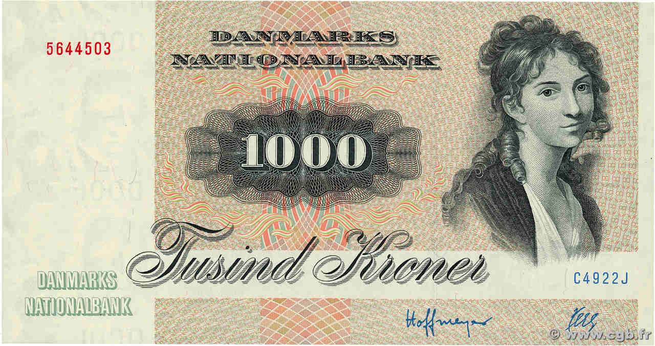 1000 Kroner DANEMARK  1992 P.053g SPL+