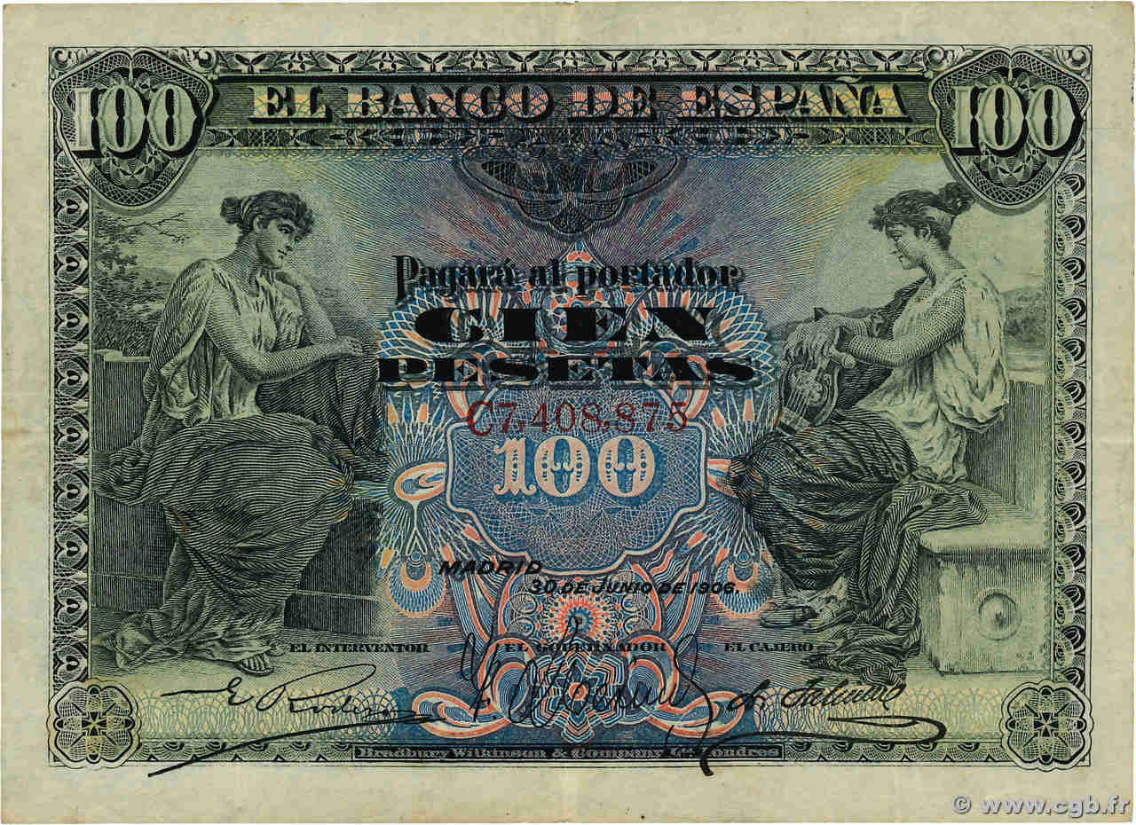 100 Pesetas ESPAGNE  1906 P.059a TTB