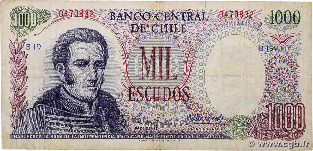 1000 Escudos CHILE  1971 P.146 F