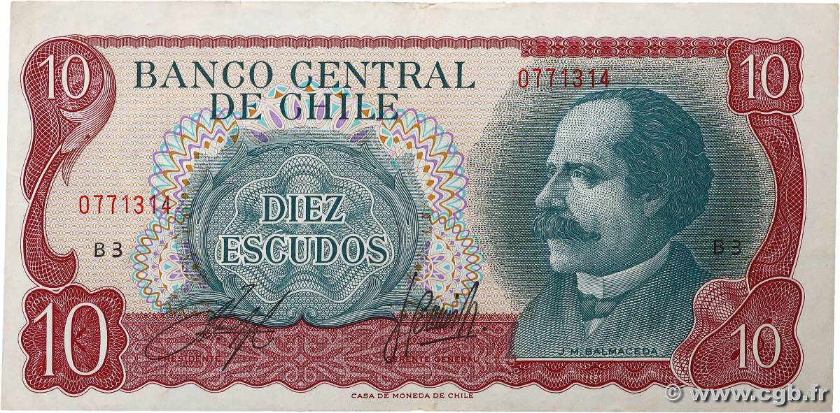 10 Escudos CHILE  1970 P.142Aa VF+