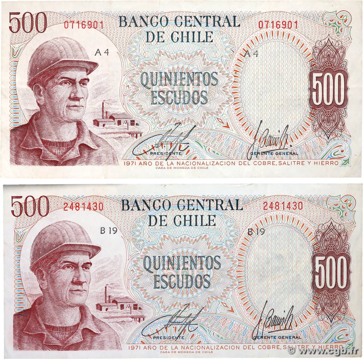 500 Escudos CILE  1971 P.145 q.BB