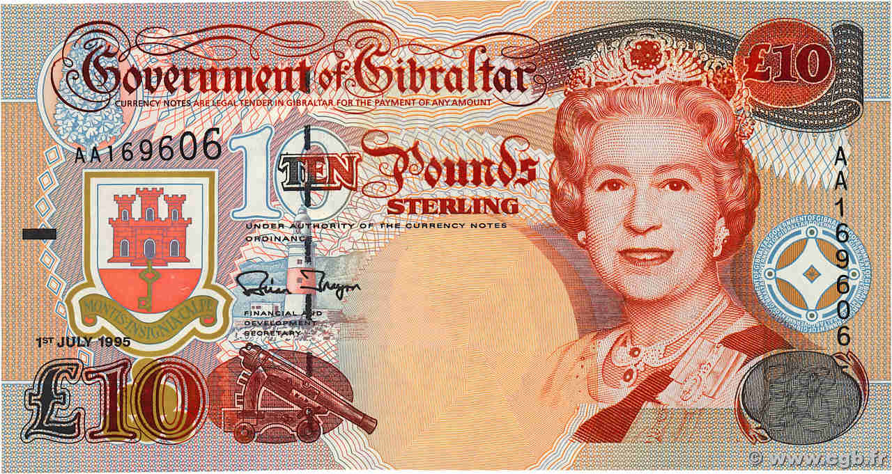 10 Pounds Sterling GIBRALTAR  1995 P.26a UNC-